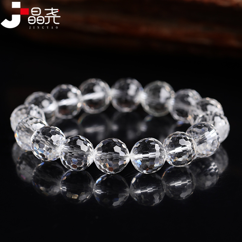 Natural White Crystal Mineral Bag Carved Bracelet 6-12mm White Crystal 128 Cut Single Circle Bracelet Couple Style