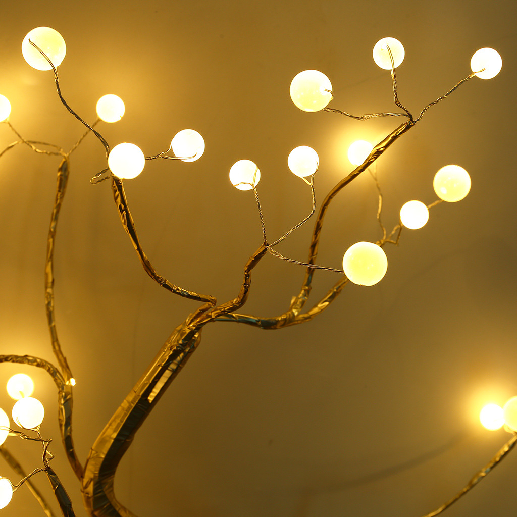 工厂现货 36led灯树形装饰盆栽灯 珍珠小白球小夜灯 满天星装饰灯