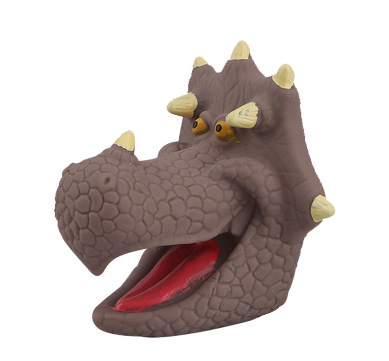 创悠乐批发抖音同款搪胶手指龙手偶 亚马孙恐龙模型指套玩具