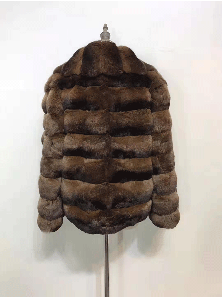 2019新款短款青紫蓝修身进口粟鼠奢华女龙猫皮草外套批发