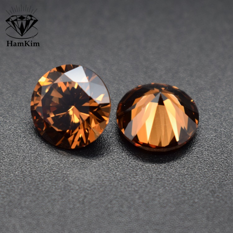 进口咖啡色圆形锆石裸石3-10mm棕灰啡色宝石圆形尖底石灰棕色cz石