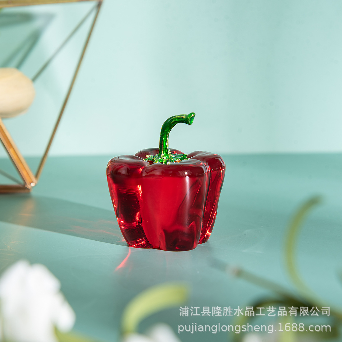 水晶摆件仿真水晶桌面装饰品 亚马逊跨境货源水果摆件 樱桃甜椒