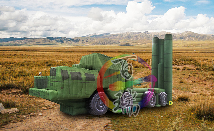 定制军事模型 仿真导弹车充气气模车 军事移动假目标 充气模型