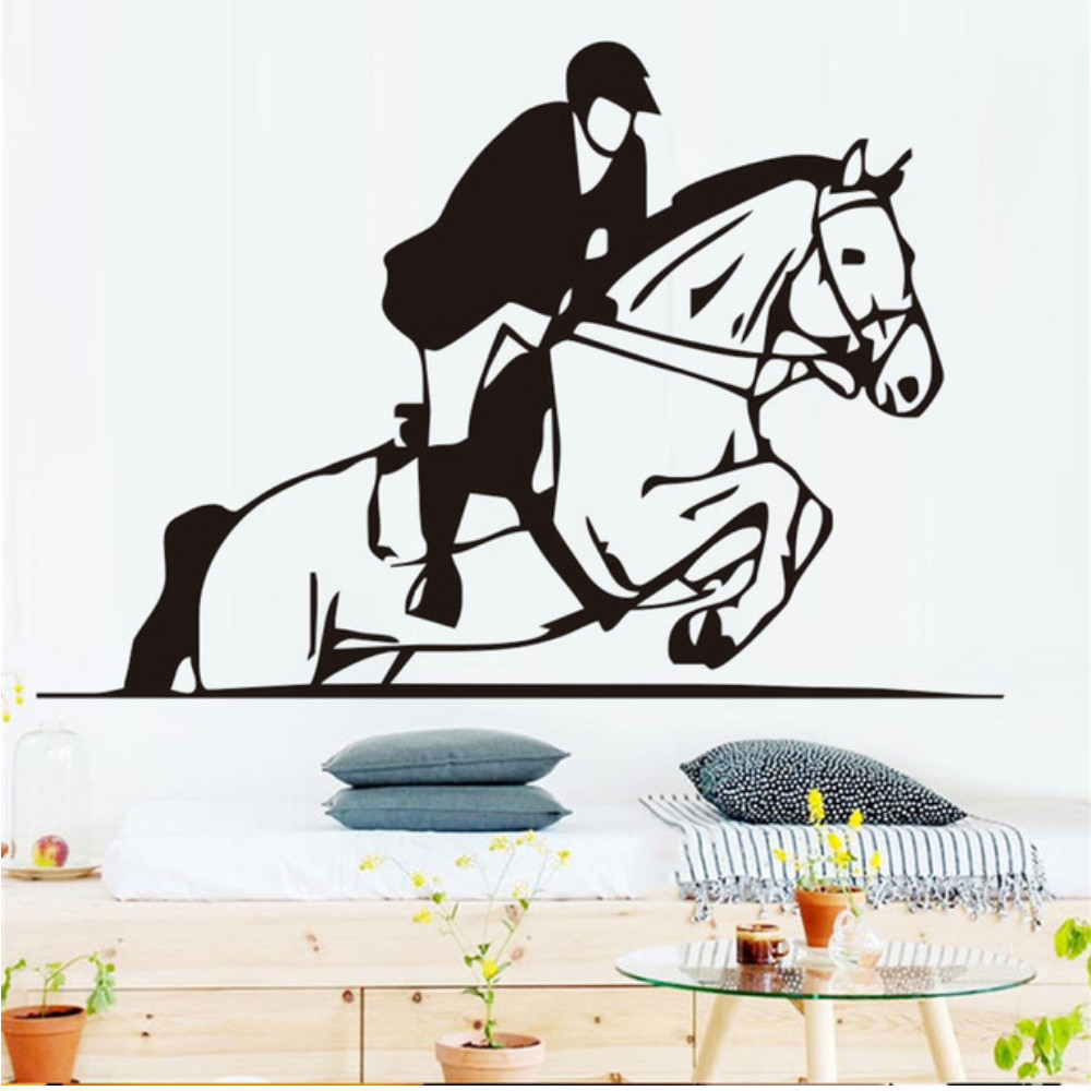 马术表演赛马骑手骑士图案个性化家居精雕自粘墙贴装饰
