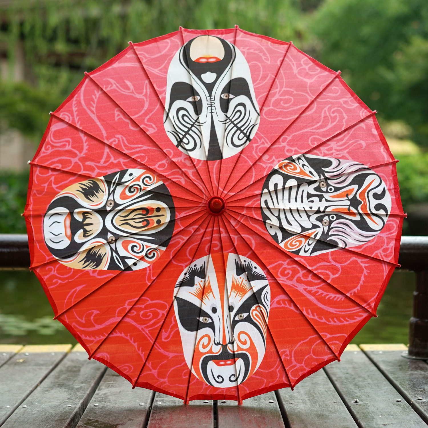 京剧脸谱油纸伞川剧绸布伞中国风花纸伞餐厅酒店装饰伞吊顶展会