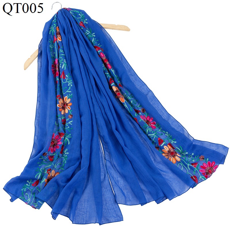 Retro Ethnic Style Embroidered Scarf Autumn and Winter Warm Cotton and Linen Shawl Travel Vacation Windproof Scarf Shawl for Women