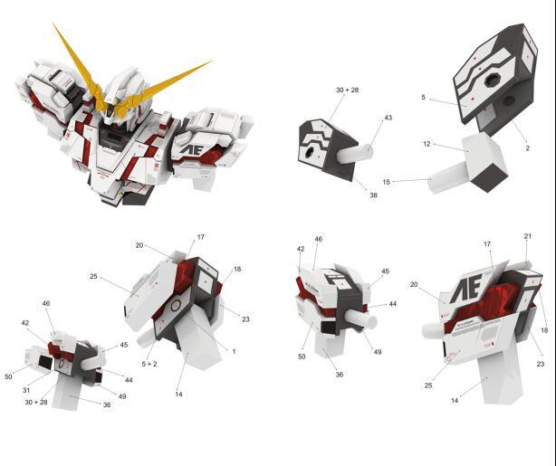 rx-0 gundam unicorn独角兽高达半身像 纸模型 手工制作diy学生