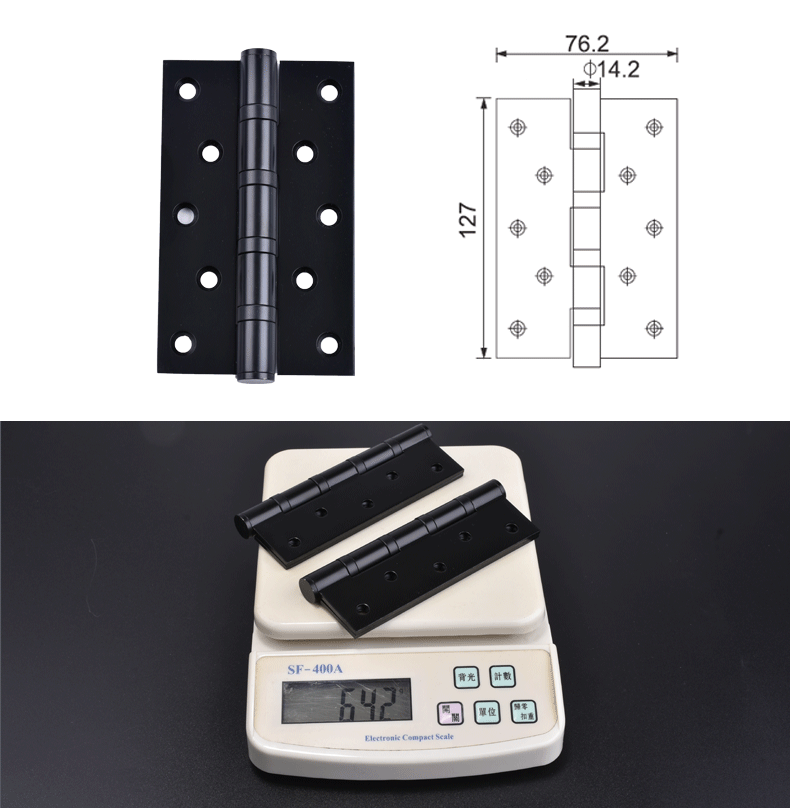 正标不锈钢合页平开5寸黑色合页静音轴承室内门铰链5*3*3