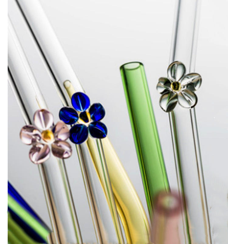 厂家供应彩色玻璃吸管 高硼硅玻璃管 耐热创意护唇彩色果汁吸管
