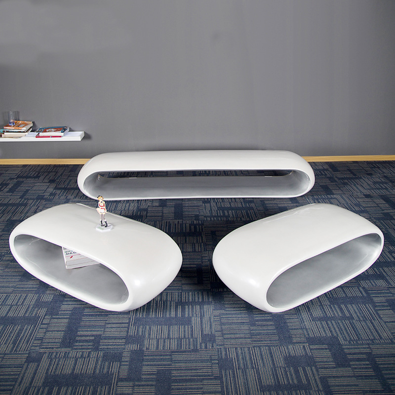 现代简约环形商场美陈座椅极简欧式会所休闲椅流线型个性艺术长椅