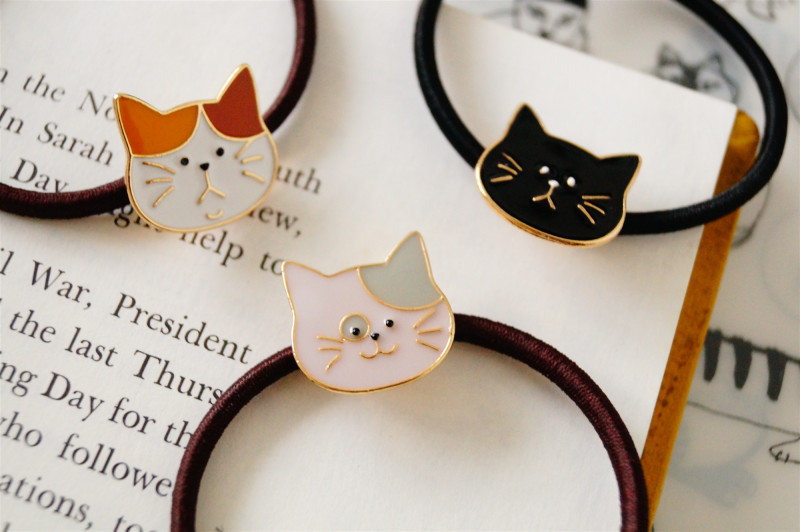 搞怪猫猫表情头绳 可爱橘小猫儿童发饰橡皮筋