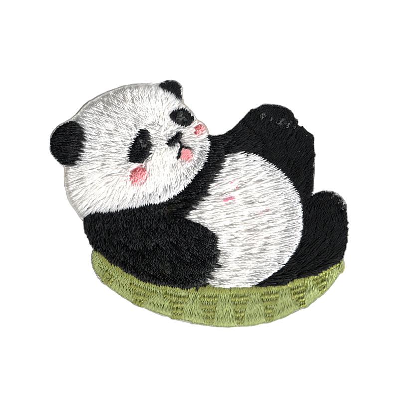 电脑绣花熊猫补丁贴 服装辅料卡通刺绣布贴 小动物图案创意贴布绣