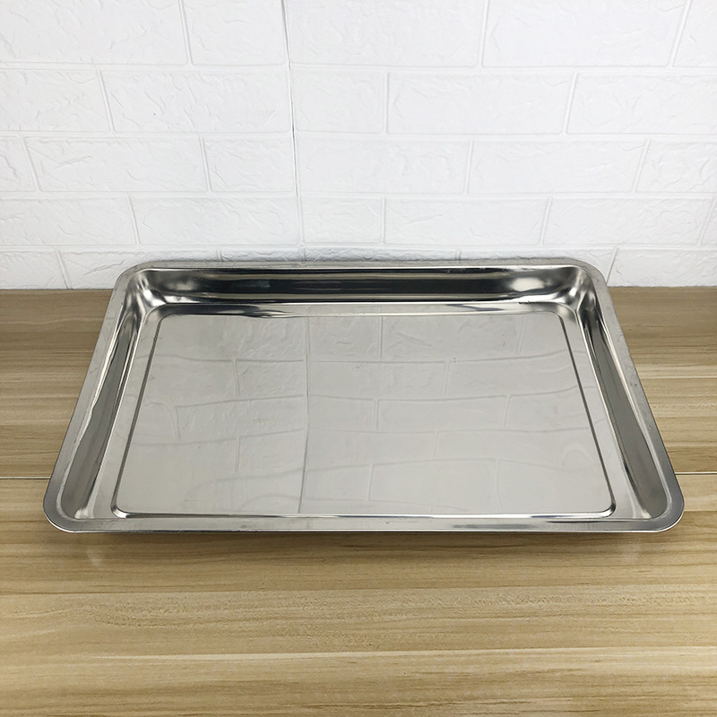 不锈钢方盘 07长方形平底托盘蒸饭盘酒店饭店食堂铁盘支持冲孔