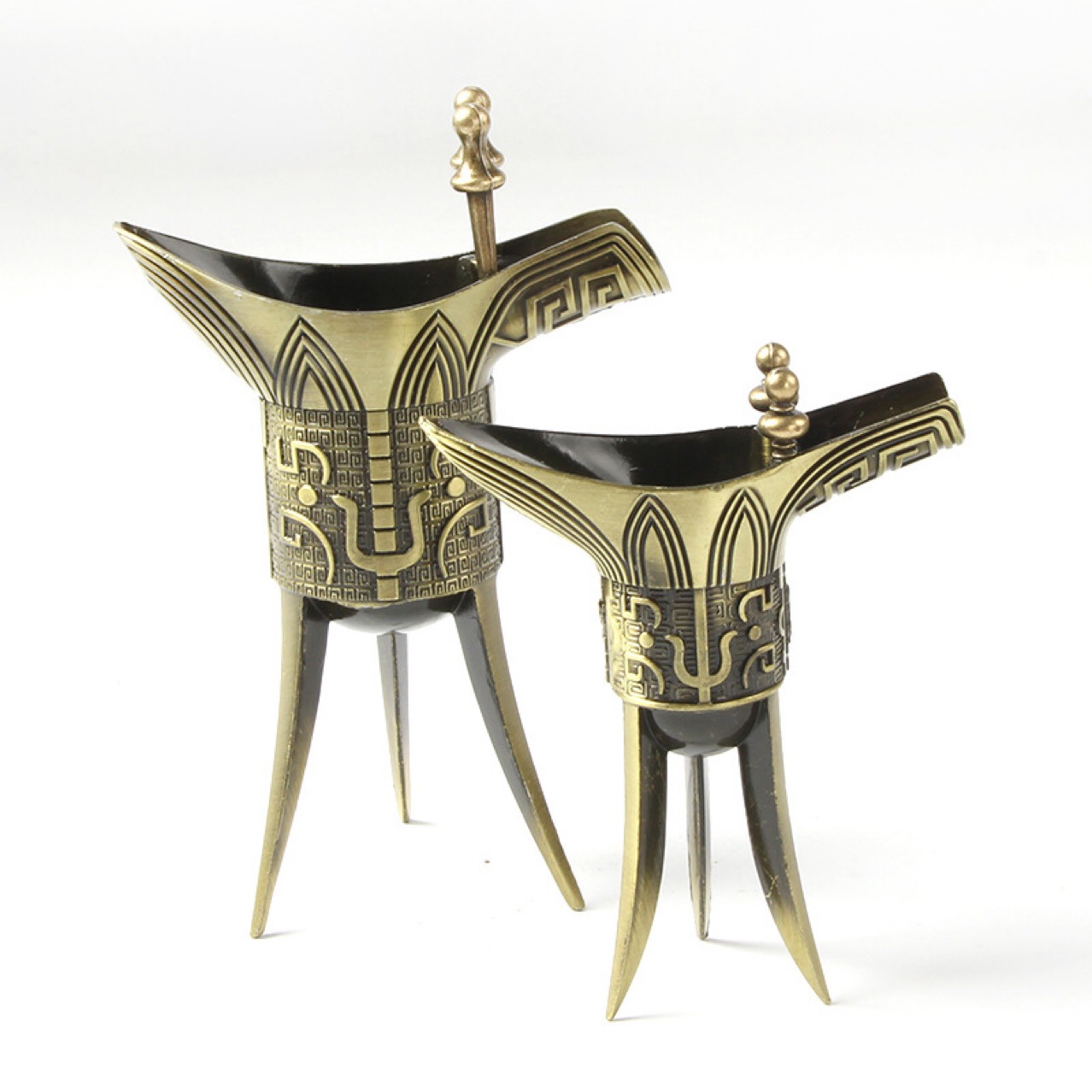 仿古乾隆三角杯 青铜三角杯 古装剧道具乾隆杯 家居装饰摆件-阿里巴巴