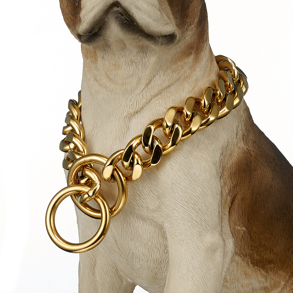 12mm/15mm牛仔链宠物狗链子一套p链不锈钢项圈牵引绳跨境电商货源