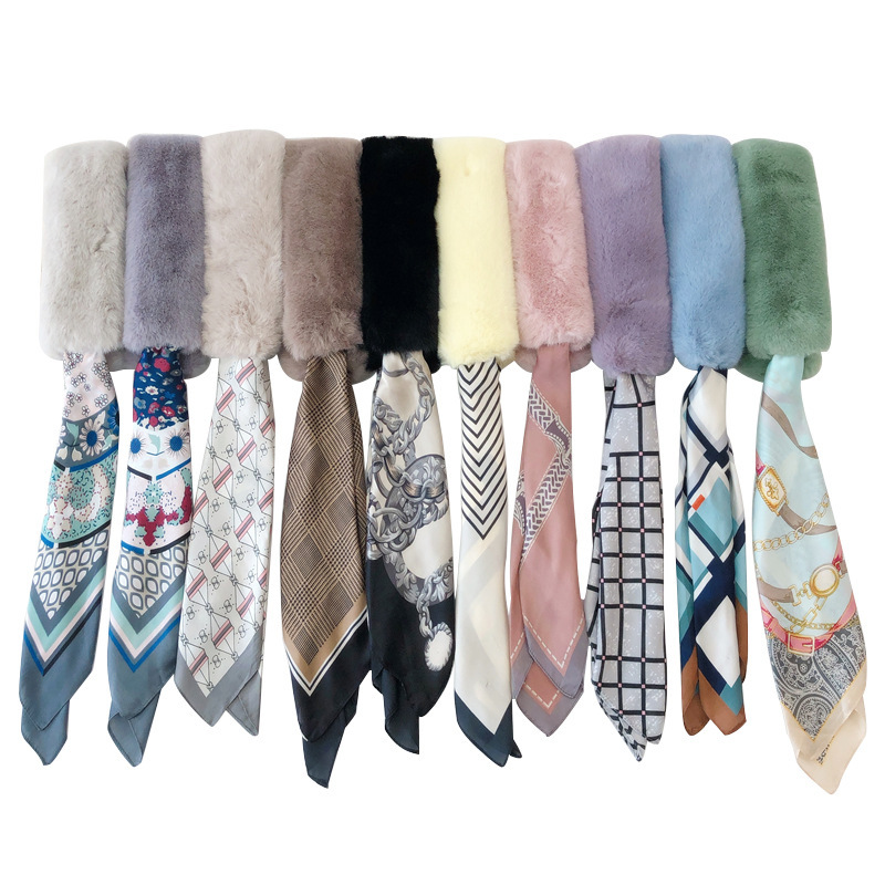 Autumn and Winter Scarf Imitate Rex Rabbit Fur Dongdaemun Ribbon Scarf Woolen Artificial Silk Ribbon Warm All-Matching Special Offer Clear