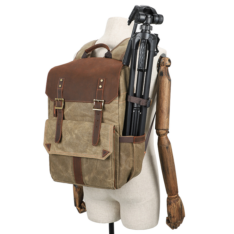 New European and American Photography Bag Outdoor SLR Shoulder Camera Backpack Waterproof Large Capacity Wax Dye Canvas Camera Bag