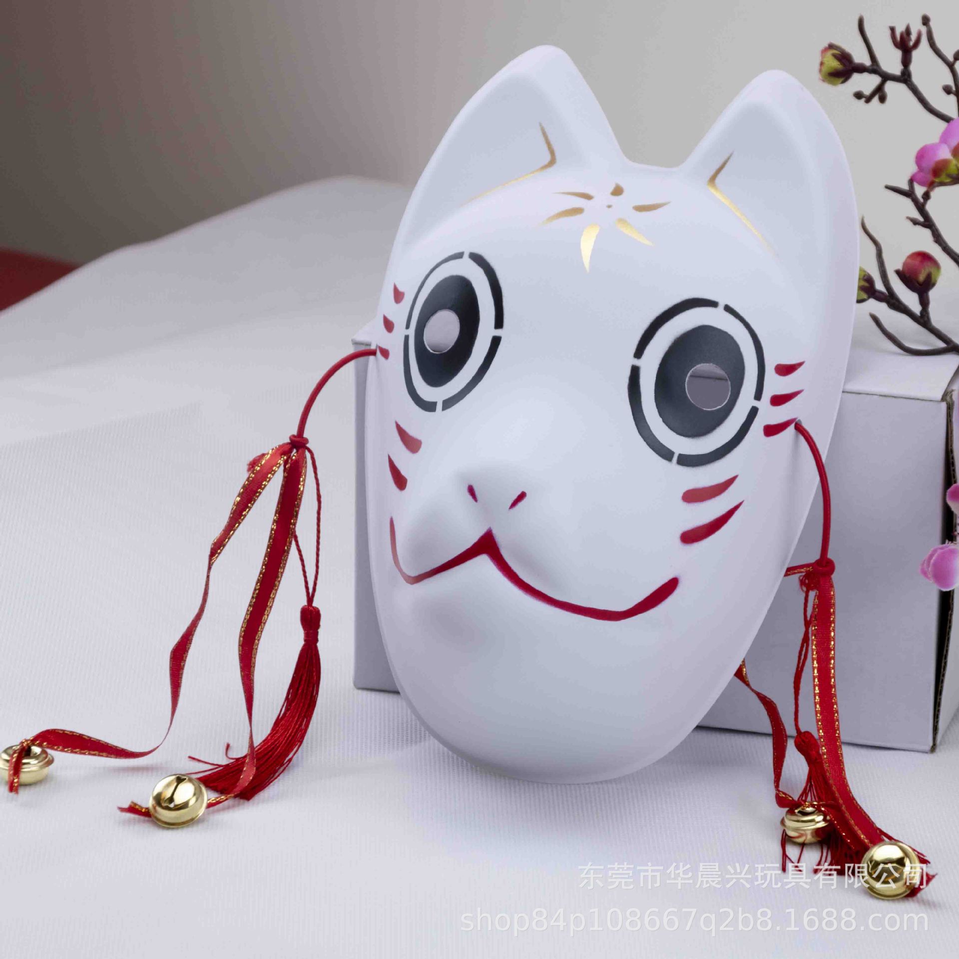 日式彩绘全脸流苏狐狸面具塑料pvc面具阿金萤火之森万圣节面具