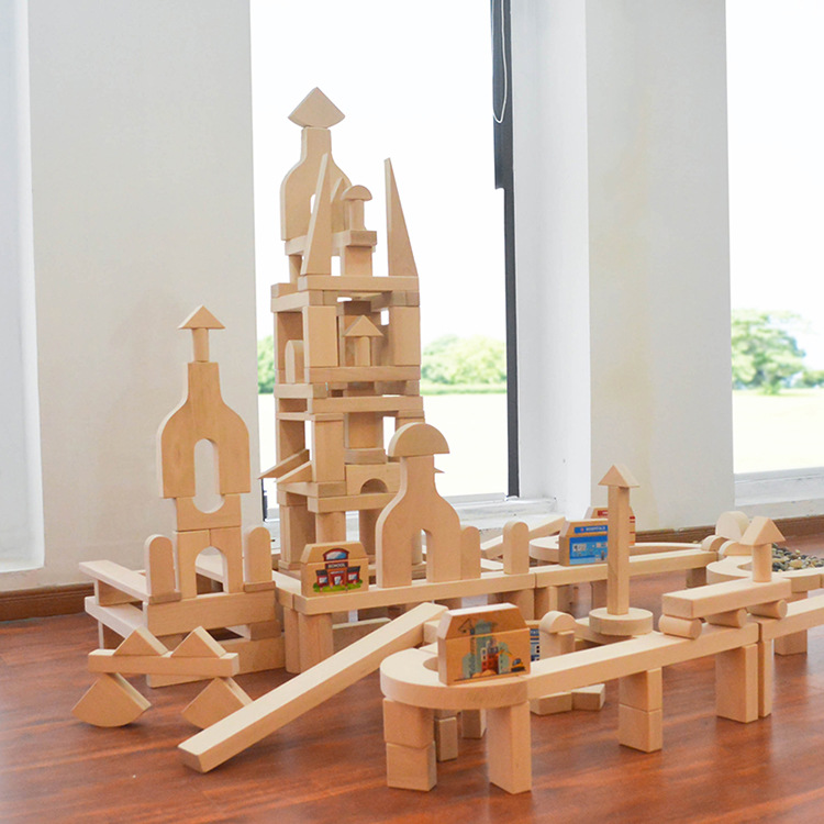 幼儿园建构区积木200片榉木单元木头积木儿童早教木制