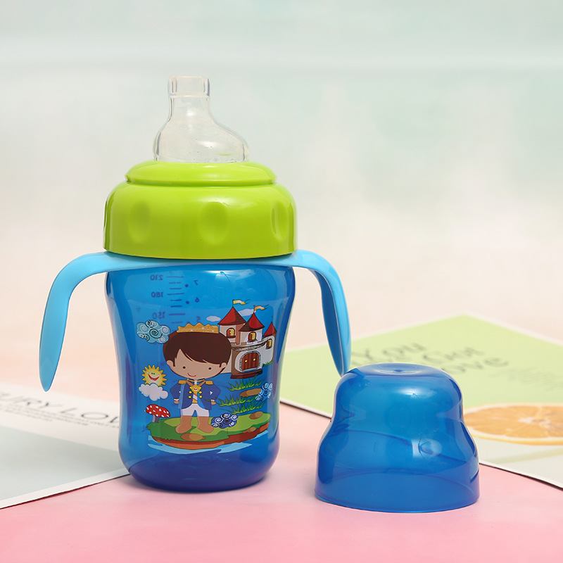 Baby Bottle with Handle Drop-Resistant Pp Material Wide Caliber Cartoon Infant Anti-Flatulence Choke Proof Drinking Cup