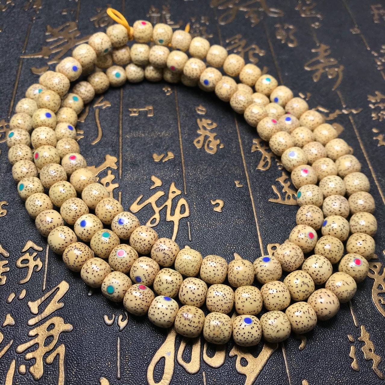 正宗海南星月菩提黄金籽镶嵌多宝108颗多圈手链毛衣链