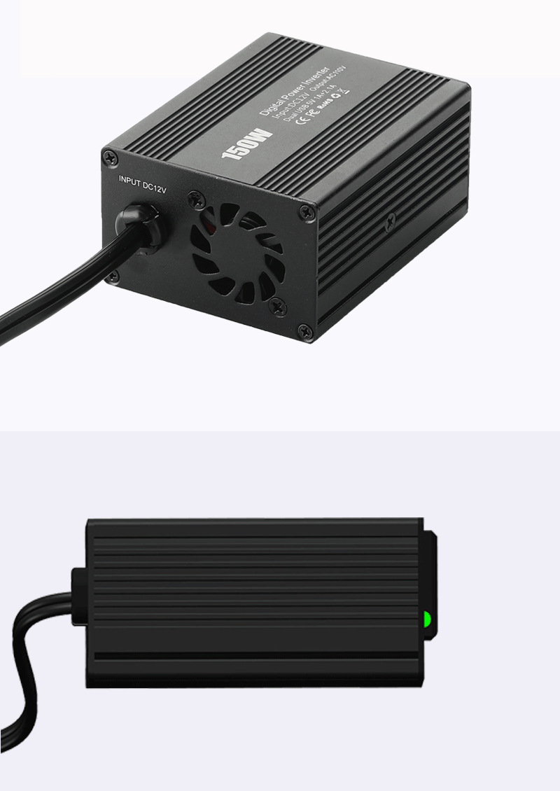 厂家150w车载逆变器欧规220v双usb3.1a黑色跨境电商爆款