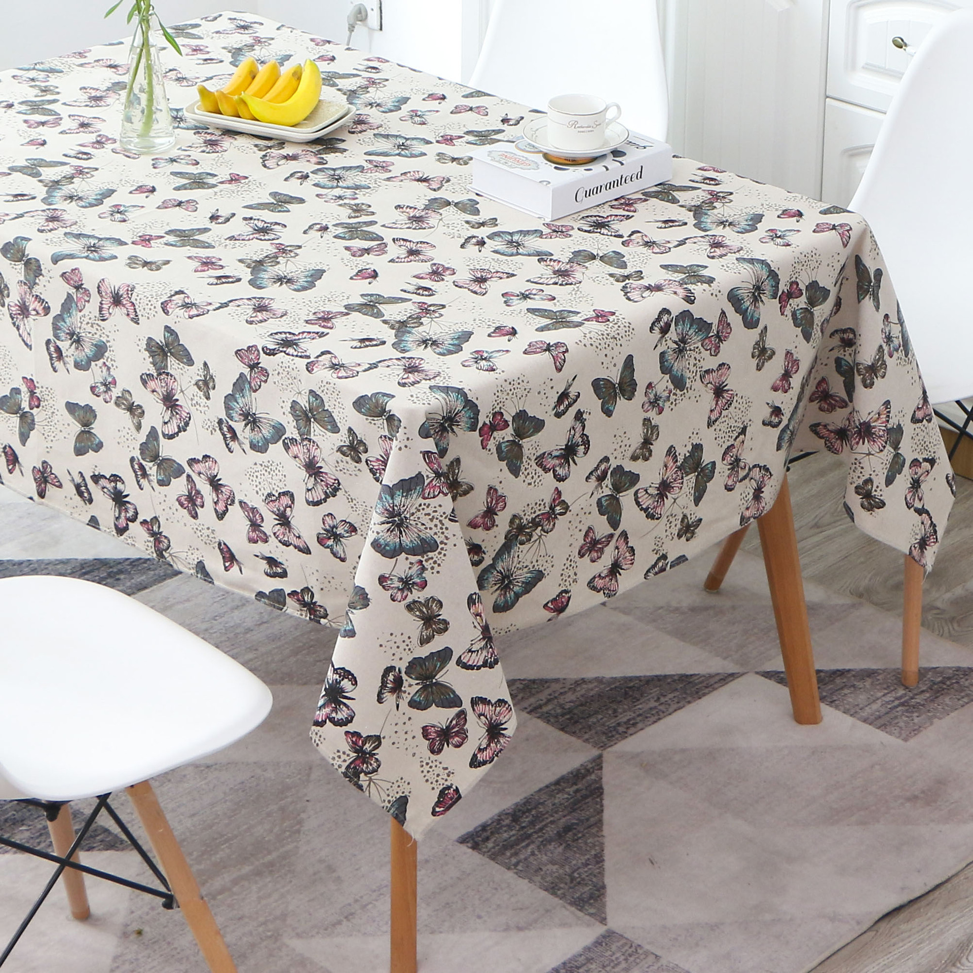 厂家直销布艺长方形餐桌花边蝴蝶桌布棉麻茶几台布一件代发