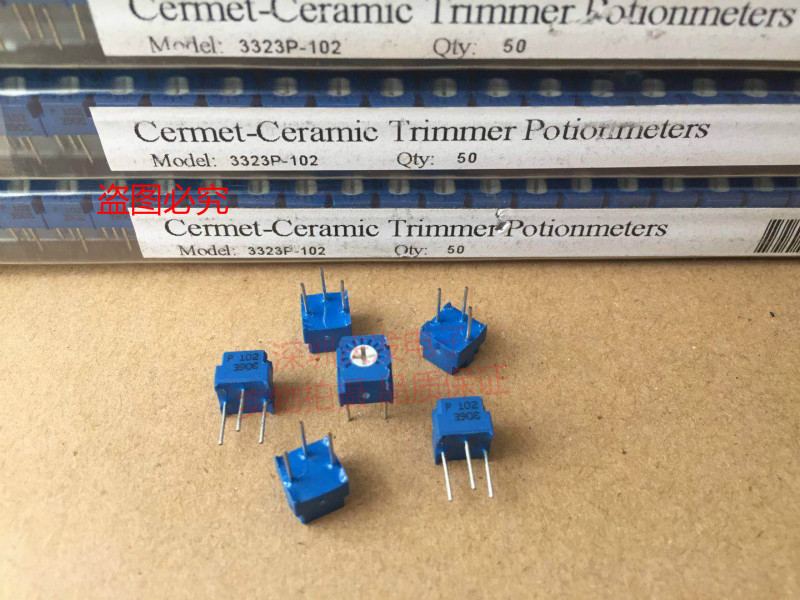 3323p-102 电位器 1k(102) 单圈精密可调电阻 管装 顶调 全新