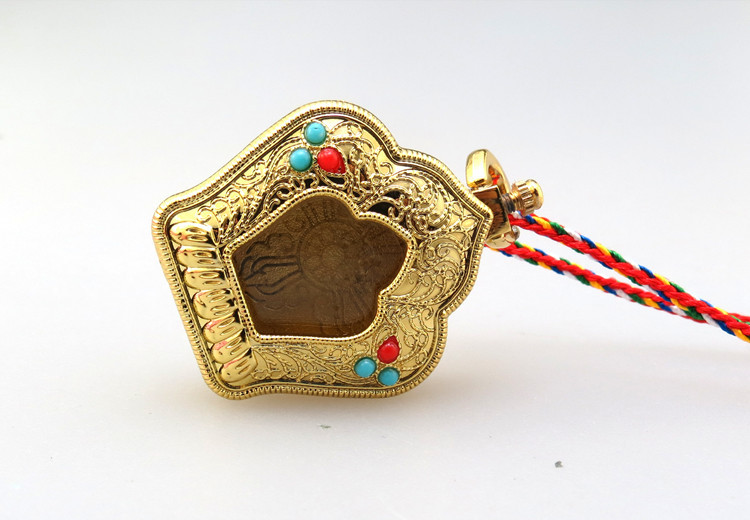 老款佛教密宗藏式嘎乌盒吊坠喜德恭尼泊尔十相嘎乌挂件饰品金银色