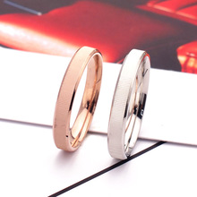韩版时尚 素戒18K玫瑰金情侣戒指女男一对钛钢彩金尾对戒 指环
