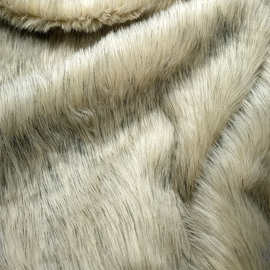 现货米黄色仿狐狸毛夹黑丝,人造毛 大毛皮染尖服装家纺玩具布料