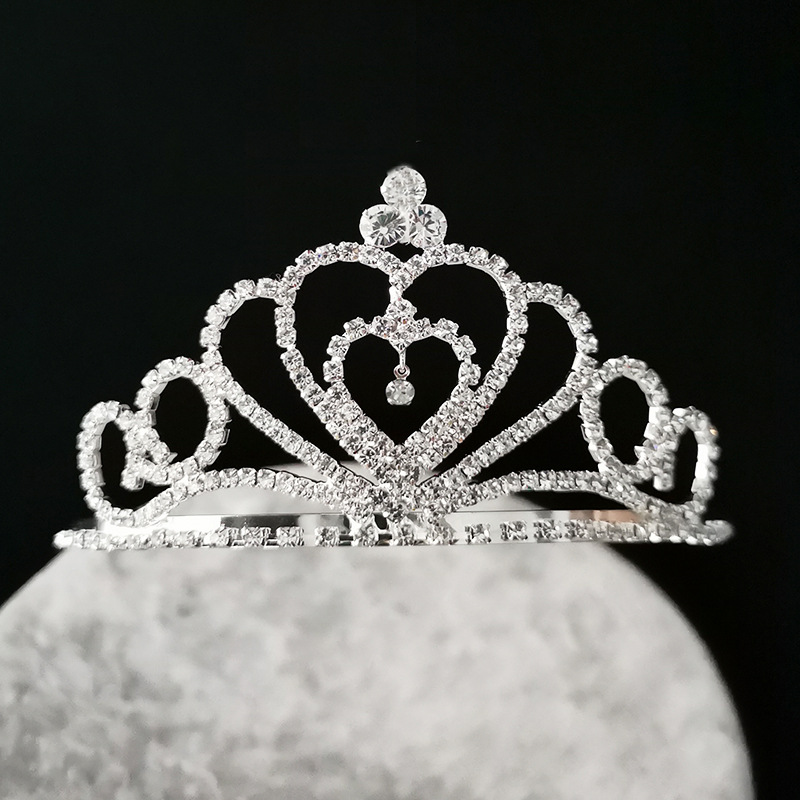 新娘水钻爱心皇冠 公主心形皇冠 演出发箍女童头箍厂家直销发饰