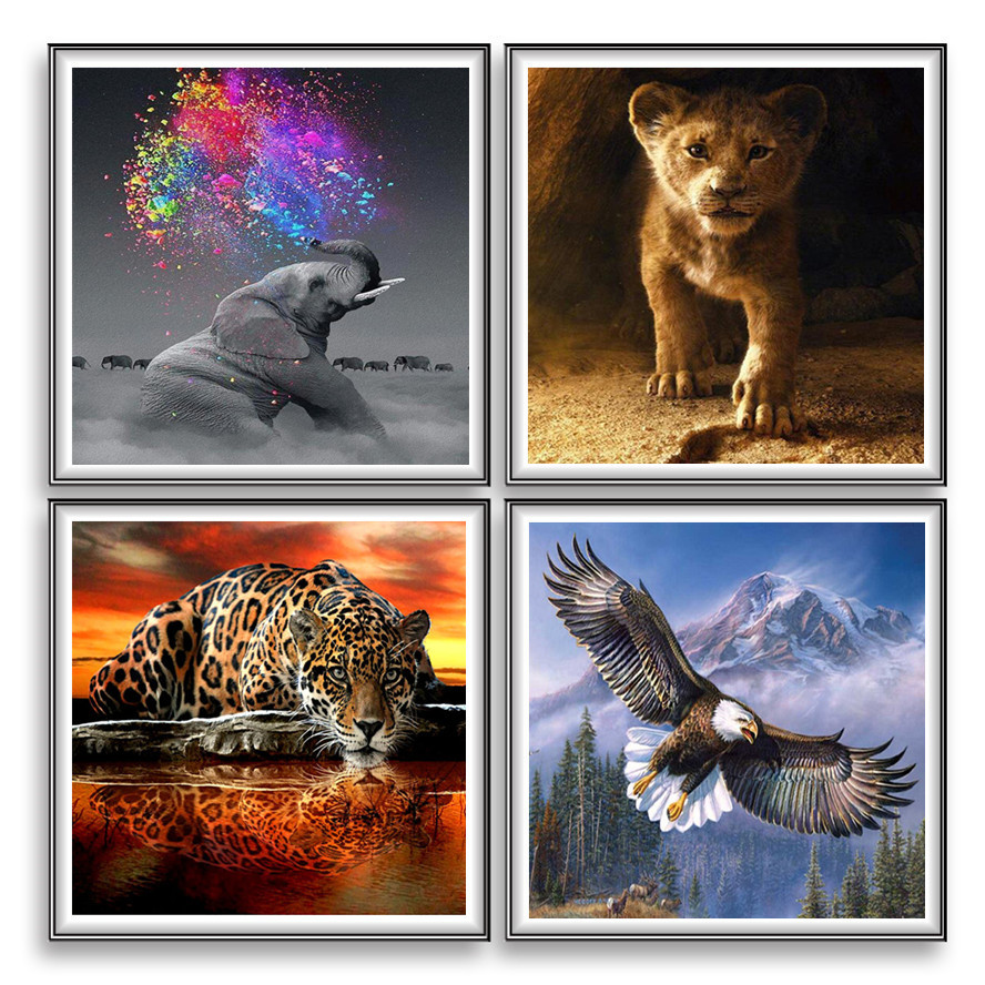 5d钻石画大象卧室动物diy圆钻满钻风景钻石绣老鹰亚马逊装饰画_义乌市