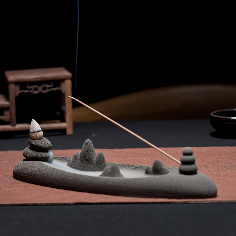 禅意日式枯山水倒流香插到流下炉香薰炉香器香道用品佛教香插批发