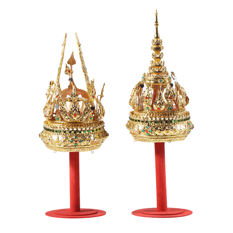 东南亚风情spa装饰品泰国皇冠头饰摆件特色创意电视柜工艺品
