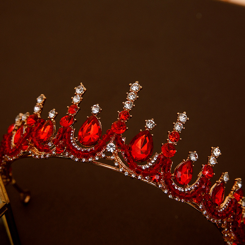 儿童红色皇冠公主走秀头饰女童生日礼物王冠女孩发箍影楼摄影饰品