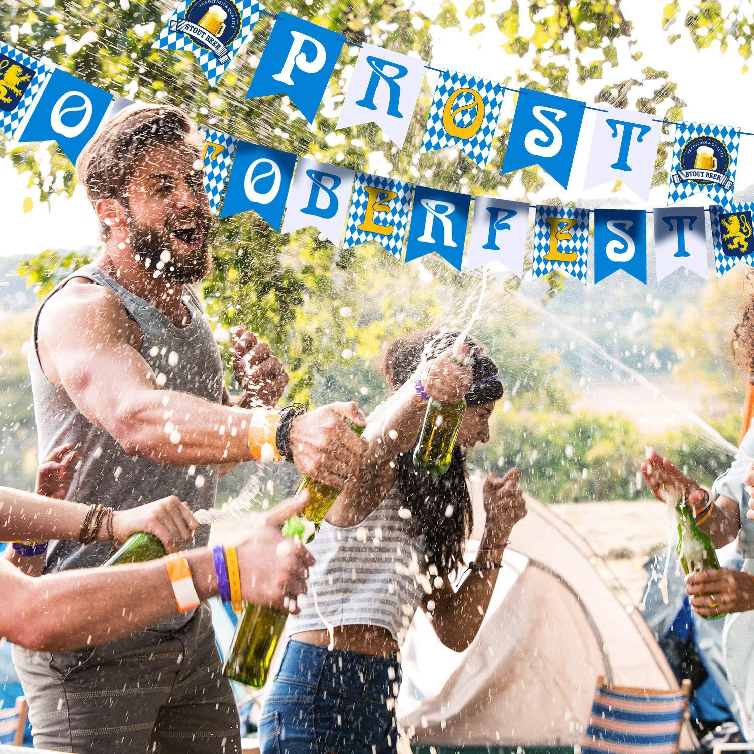 德国慕尼黑啤酒节装饰横幅旗帜旗子串旗拉旗门挂蓝白格子吊旗跨境