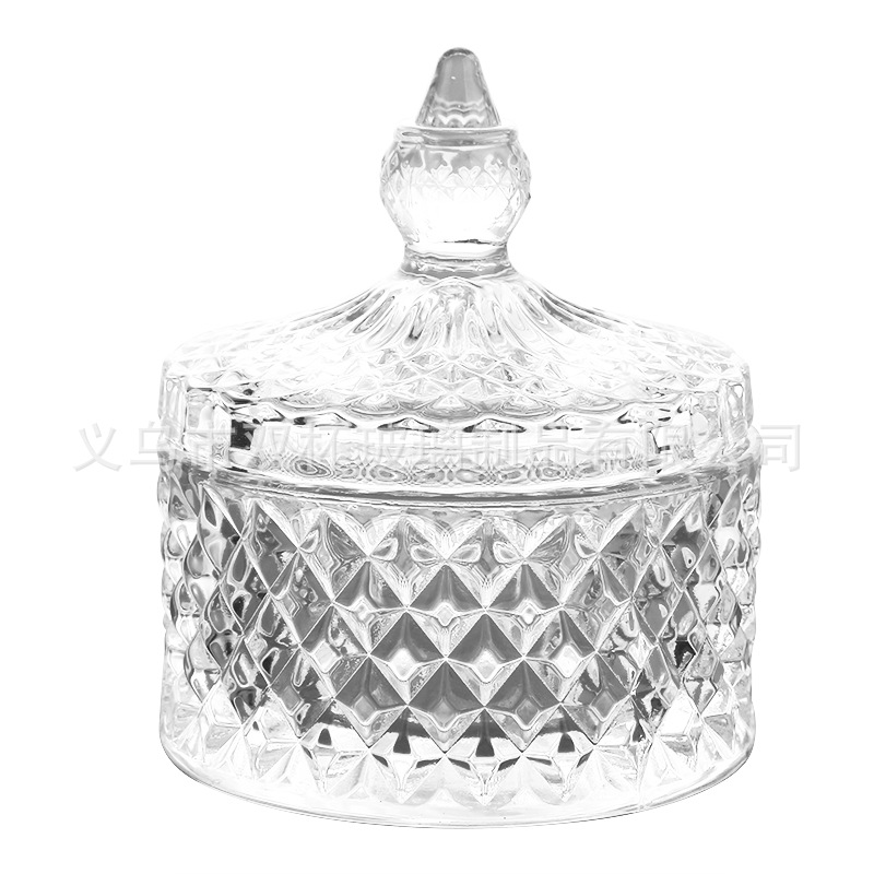 European-Style Transparent Glass Sugar Bowl Candy Box Snack Jar Storage Jar Candy Dish Wedding Fruit Plate Seasoning Jar with Lid