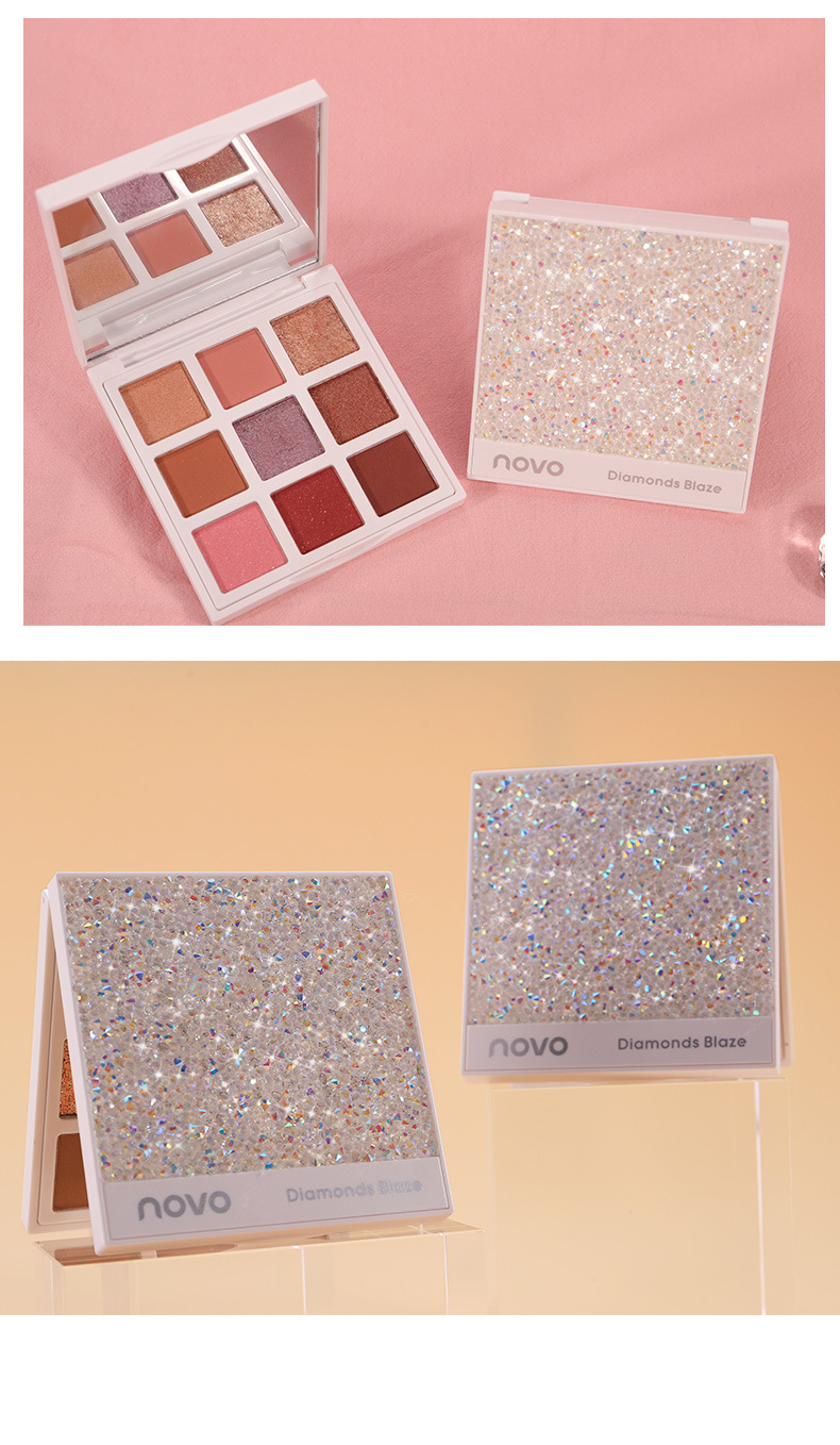 novo5289冰雪炫彩九色眼影盘哑光珠光大地色防水不脱色闪粉女学生