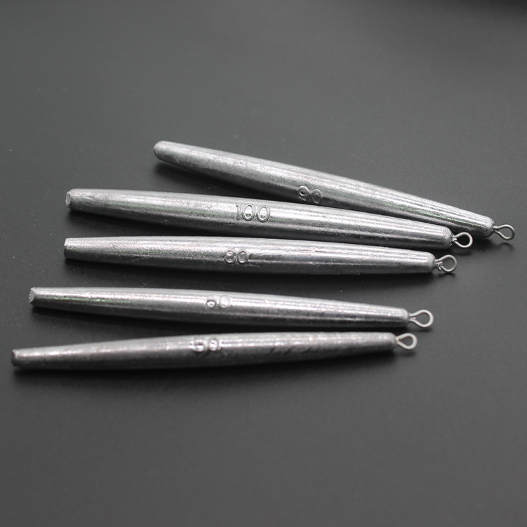 长条形专用锚鱼铅坠防挂底带环铅坠50-100克圆柱型铅砣笔铅划鱼坠