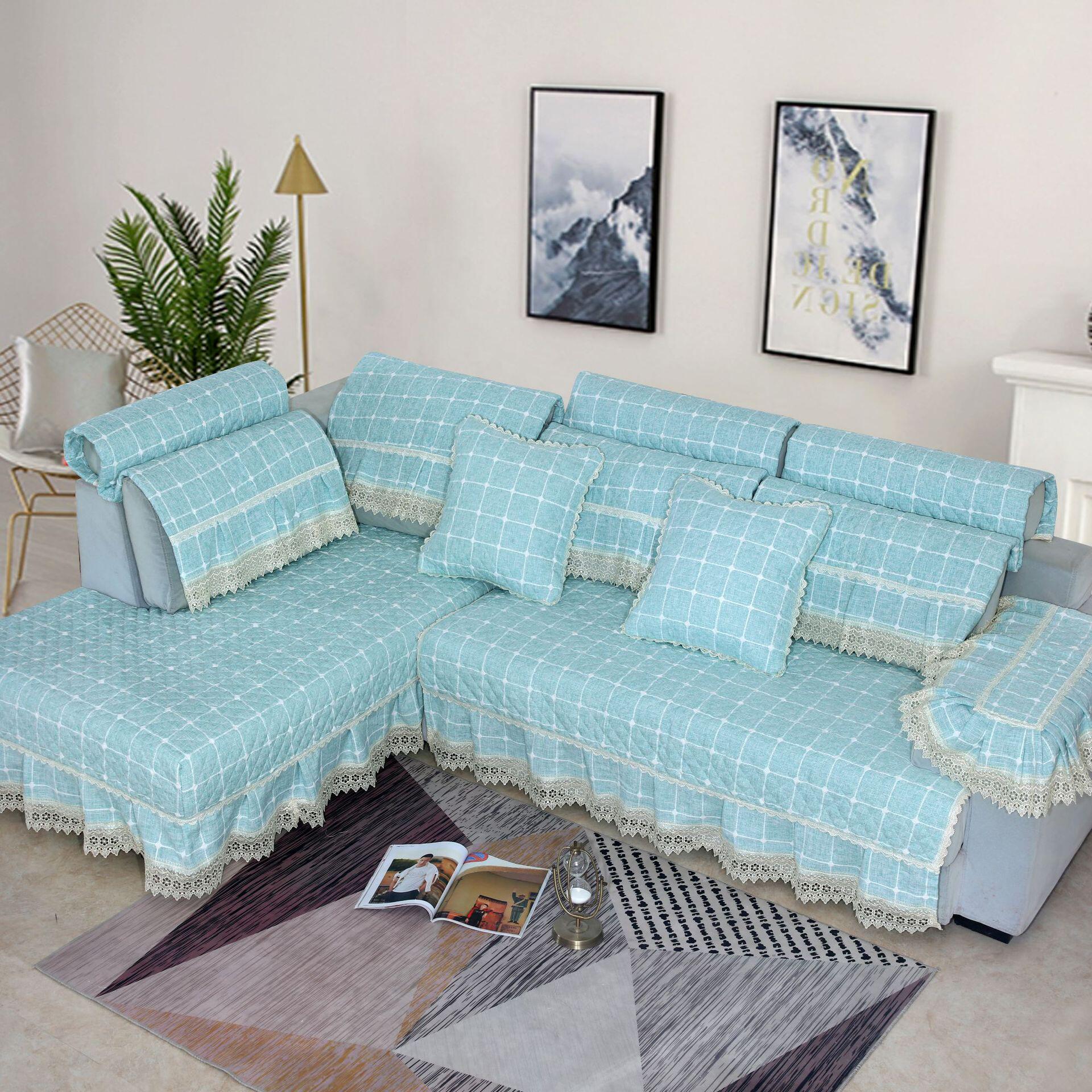 厂家直供沙发垫花边沙发套沙发巾冬季加棉防滑沙发靠背巾扶手巾套