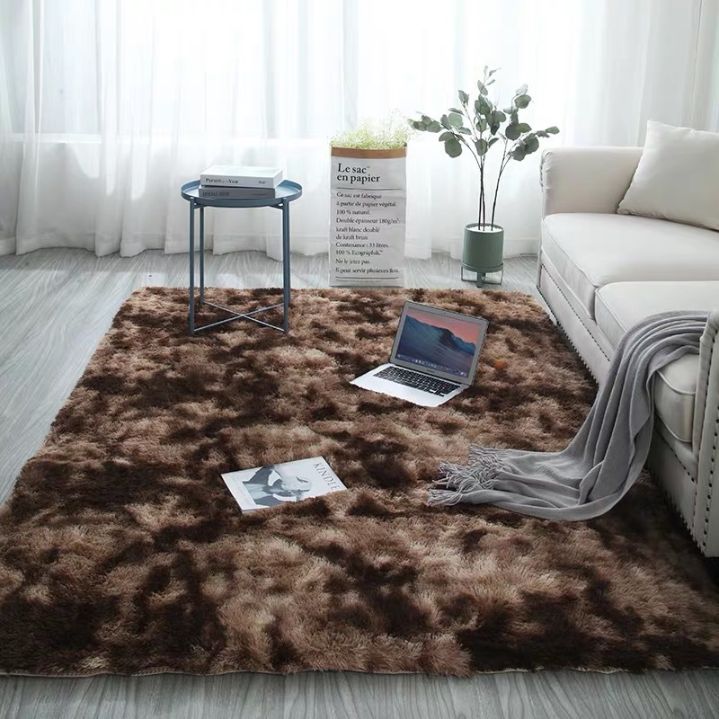 Tie-Dyed Printed Carpet Ins Factory Wholesale Gradient Color Silk Wool Pvvelvet Living Room Study Bedside Bedroom Carpet L