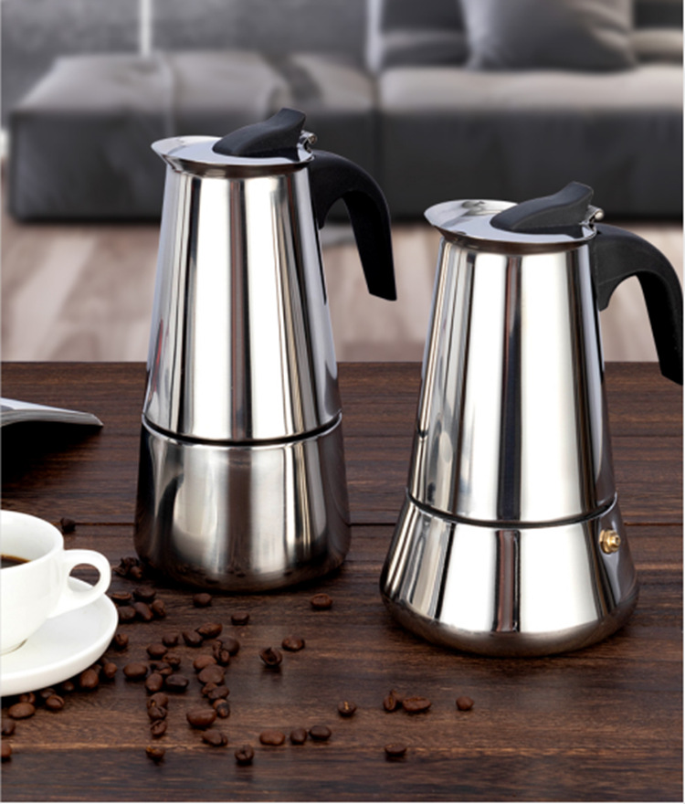 Cross-Border E-Commerce Stainless Steel Coffee Maker Electric Heating Moka Pot Big Belly Coffee Cup Factory Direct Supply Wholesale