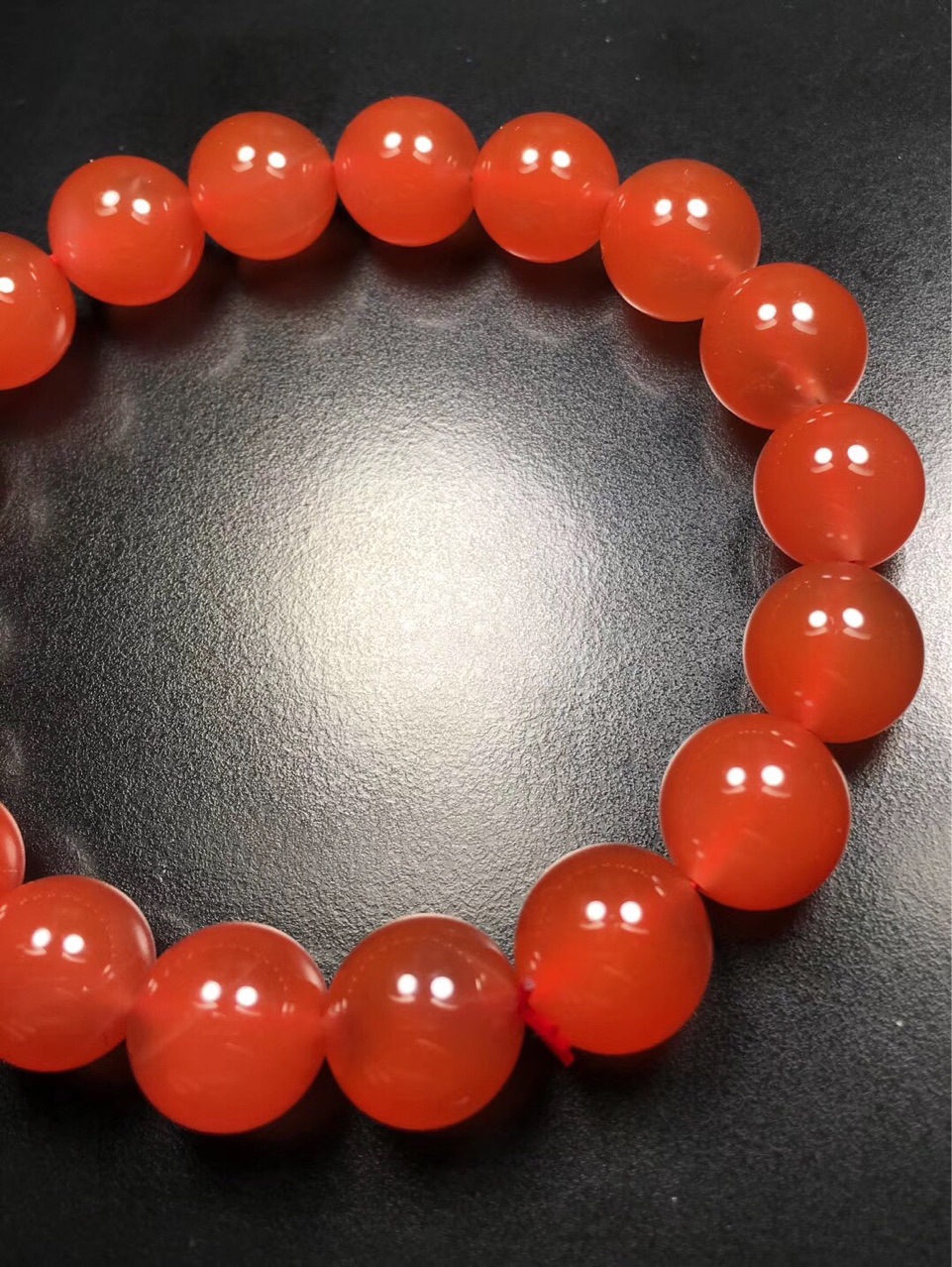 保山南红冰红11mm手串单圈手链红润高冰起荧光玉质细腻