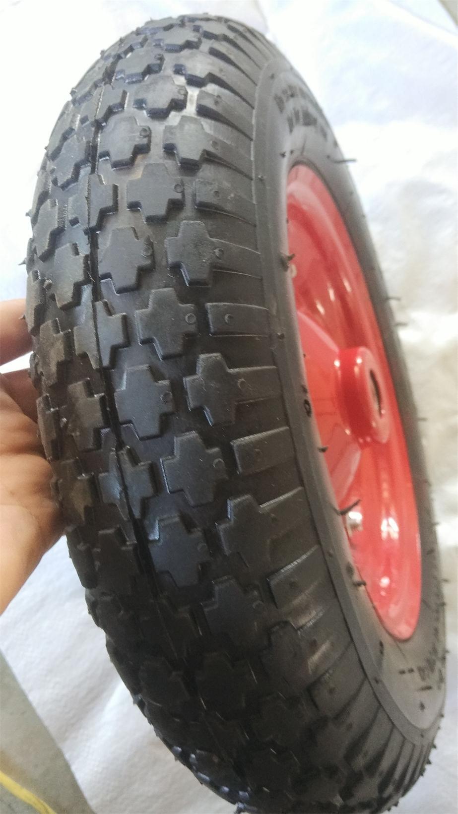 厂家直销350-8充气轮橡胶轮手推车轮小推车轮胎承重脚轮弹性轮子