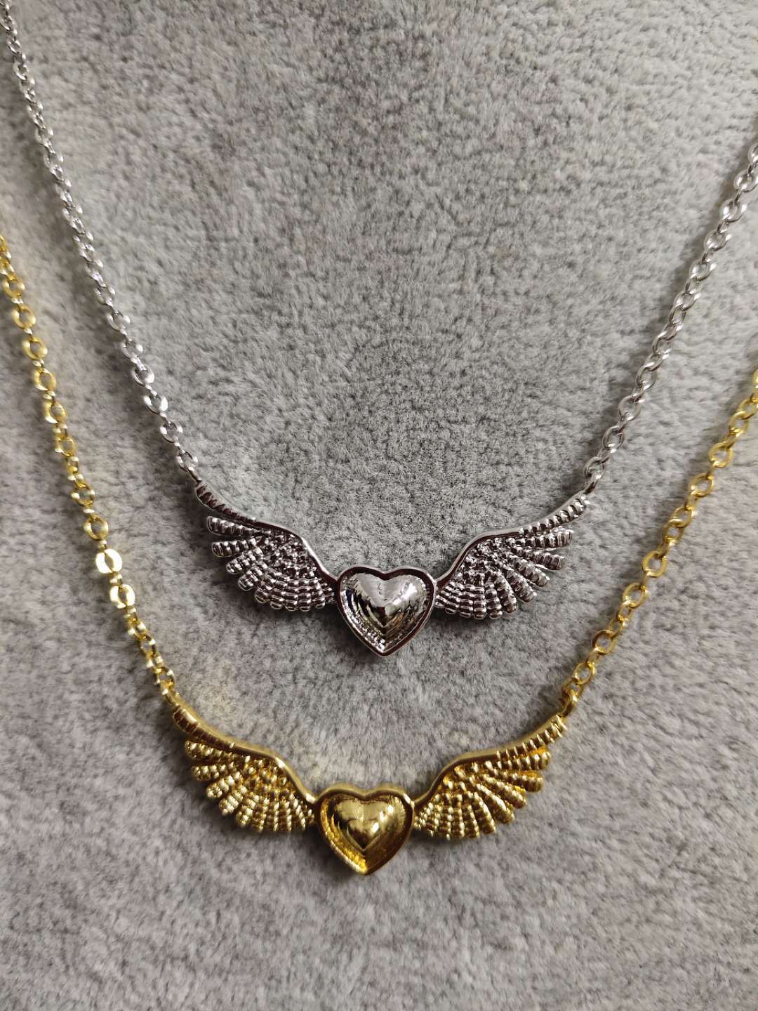 外贸欧美时尚潮流个性天使的翅膀项链女生项链七夕礼物一件代发