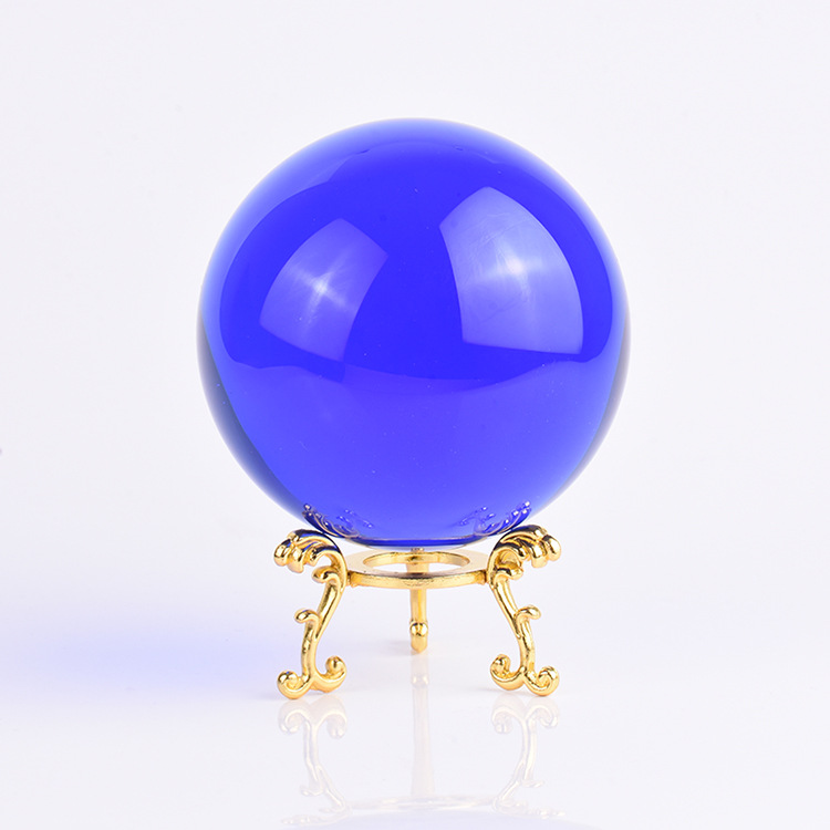 蓝色水晶球摆件礼品风水球客厅家居玄关橱窗办公摆件