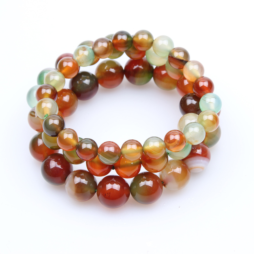 周连发批发孔雀玛瑙佛珠手链 单圈男女士玛瑙手串情侣款饰品