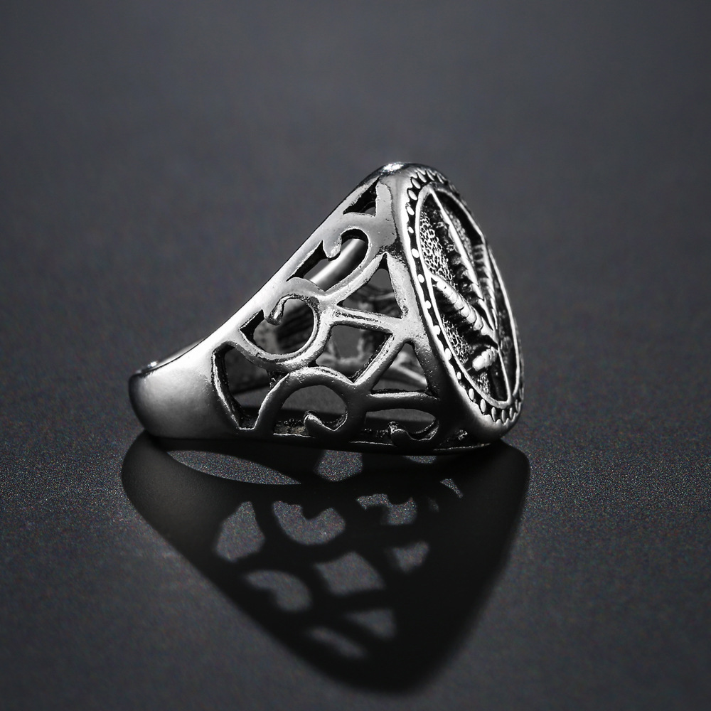 中东阿拉伯饰品枫叶麻叶滴油镀金戒指男女通用嘻哈hiphop戒指现货