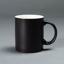 鼎盛陶瓷杯直筒国际哑黑色马克杯牛奶水杯带盖勺礼盒装可印花